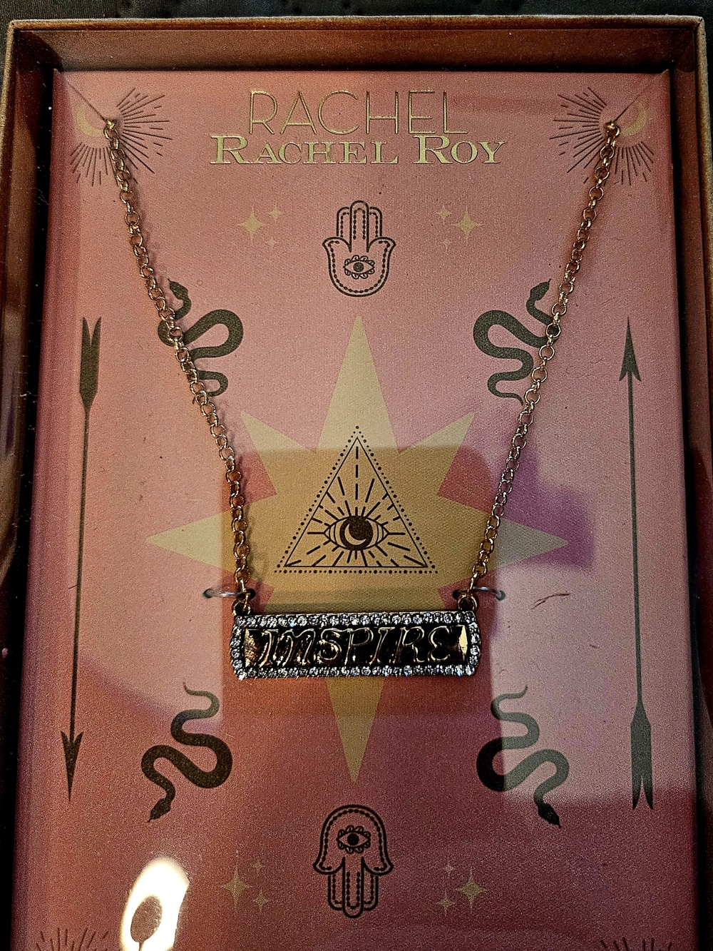 NIB RACHEL Rachel Roy Gold-Tone 'Inspire' Bar Pendant Necklace